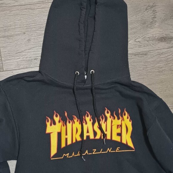San Francisco Graphic Print Thrasher Magazine Small Hoodie with Drawstrings - Picture 2 of 5